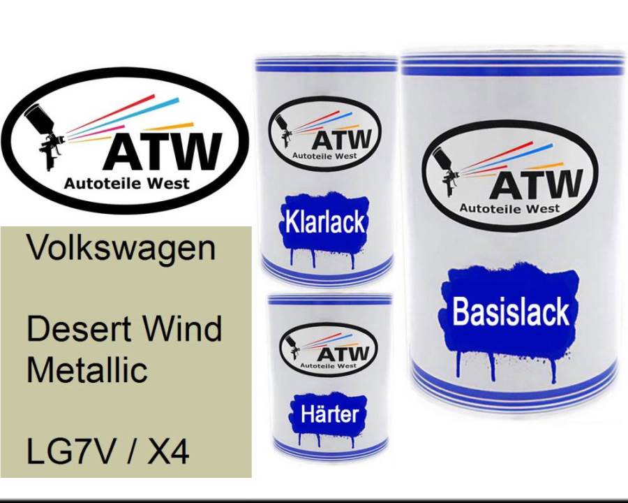 Volkswagen, Desert Wind Metallic, LG7V / X4: 500ml Lackdose + 500ml Klarlack + 250ml Härter - Set, von ATW Autoteile West.